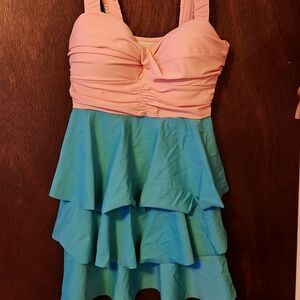 Pink and Teal Layered Dress